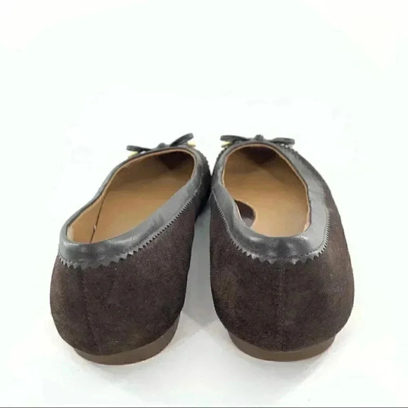 Lands end ballet flats size 8 38 chocolate brown suede bow round toe balletcore - Picture 4 of 13